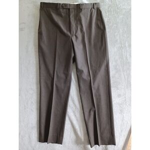 Brooks Brothers 346 Men Wool Flat Front Dress Pants Brown 40x33 Business Tweed